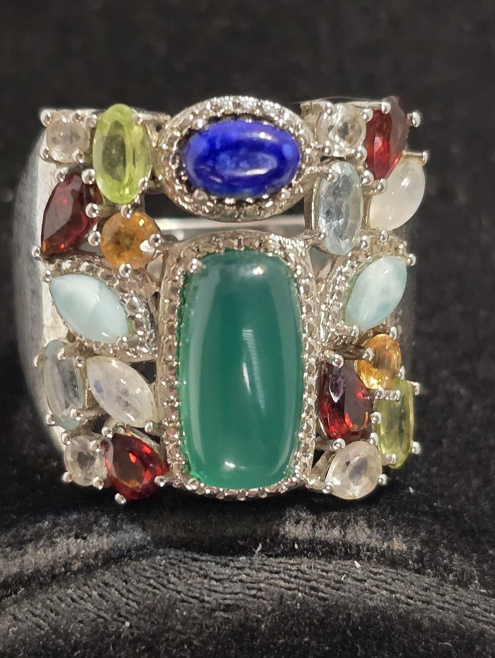 Ross-Simons Sterling Silver Natural multi-gemstone Confetti Ring Size 10 - Picture 7 of 12